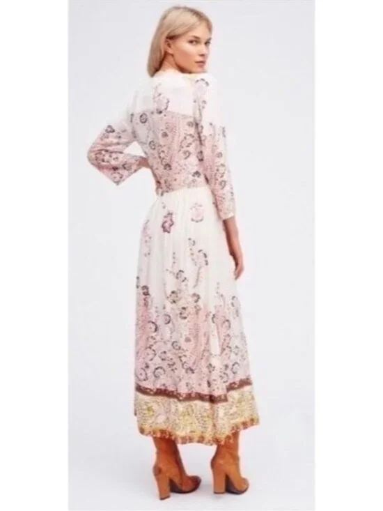NWT Free People Floral Flowy Maxi Dress | Boho Coastal Cowgirl Tumblr Whimsigoth - Picture 6 of 16